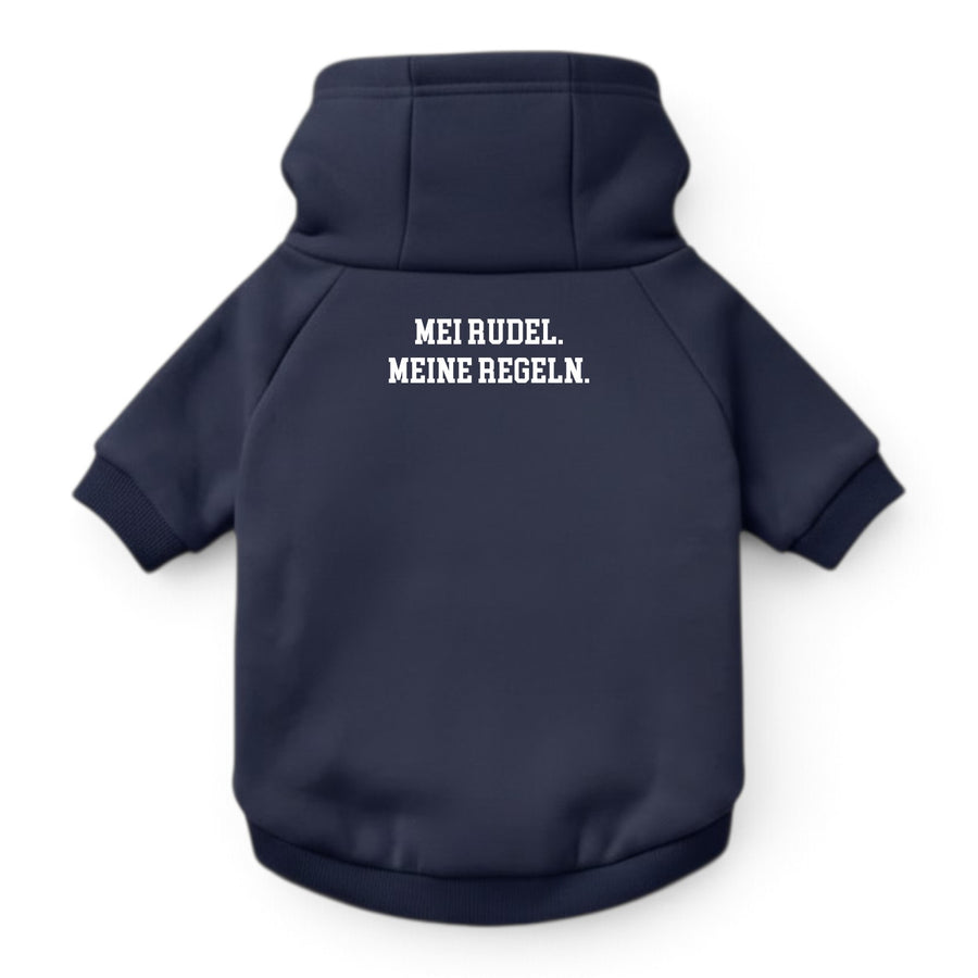 Hunde-Hoodie "Mei Rudel. Meine Regeln." navy