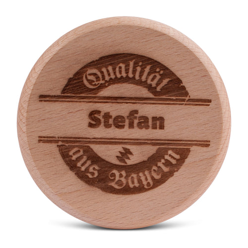 Bierglasdeckel "Qualität aus Bayern" mit Wunschname - meinherzschlag.de