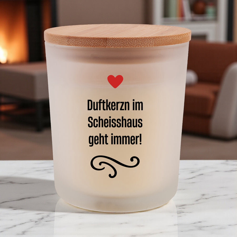Duftkerze "Duftkerzn im Scheisshaus geht immer!" - meinherzschlag.de