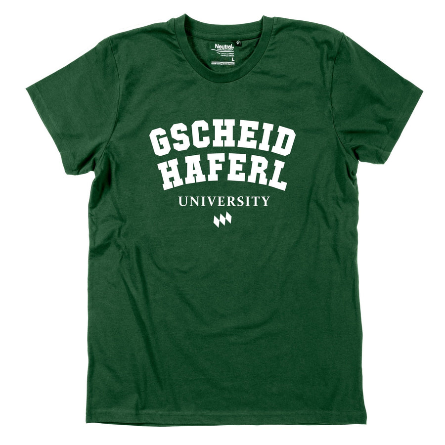 Herren - Shirt "Gscheidhaferl University" - meinherzschlag.de