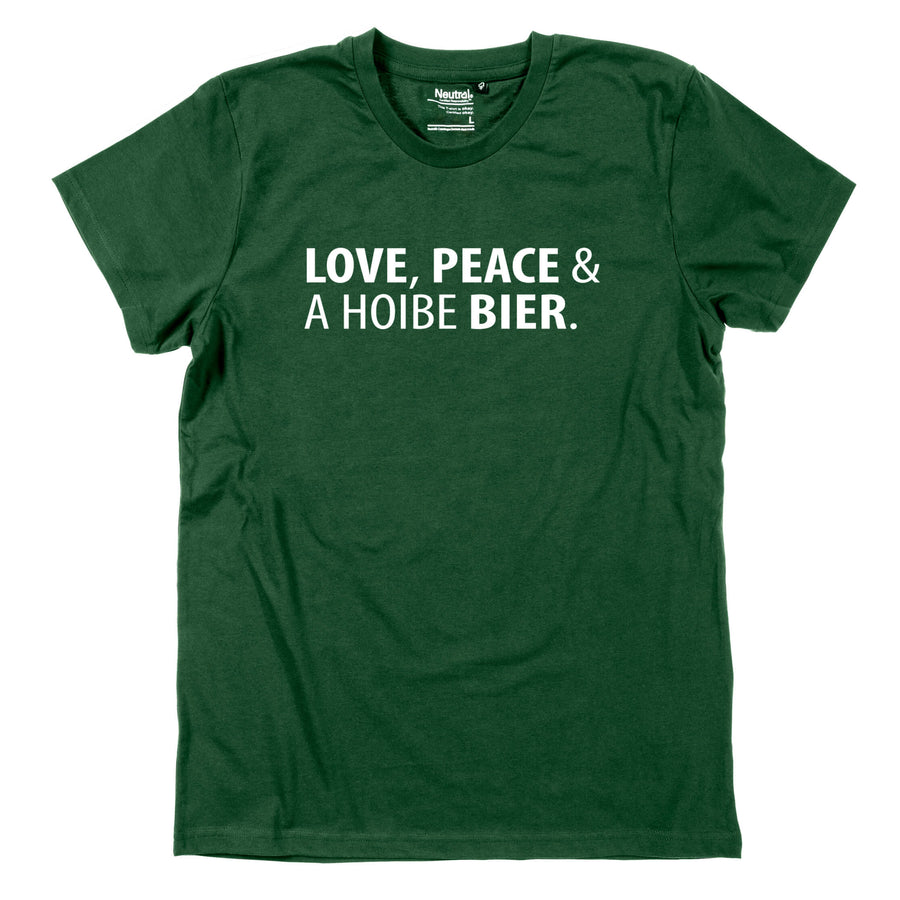Herren - Shirt "Love, Peace & A Hoibe Bier" - meinherzschlag.de