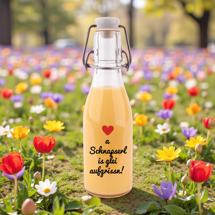 Likör/Schnaps "a Schnapserl is glei aufgrissn!"