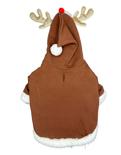 Rentier-Hunde-Hoodie in Braun mit Geweih
