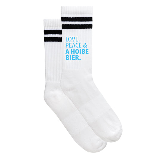 Sportsocken "Love, Peace & A Hoibe Bier" - meinherzschlag.de