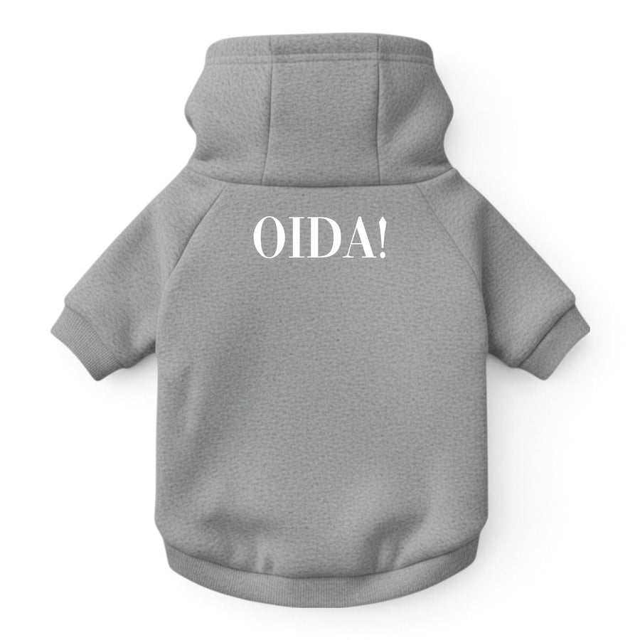 Hunde-Hoodie "Oida!" grau-meliert