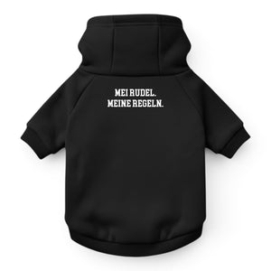 Hunde-Hoodie "Mei Rudel. Meine Regeln." schwarz