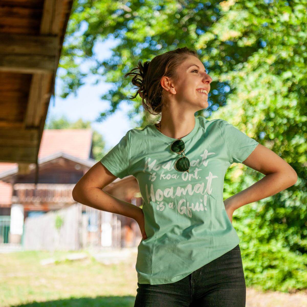 Damen - Shirt "Hoamat is a Gfui!" - meinherzschlag.de