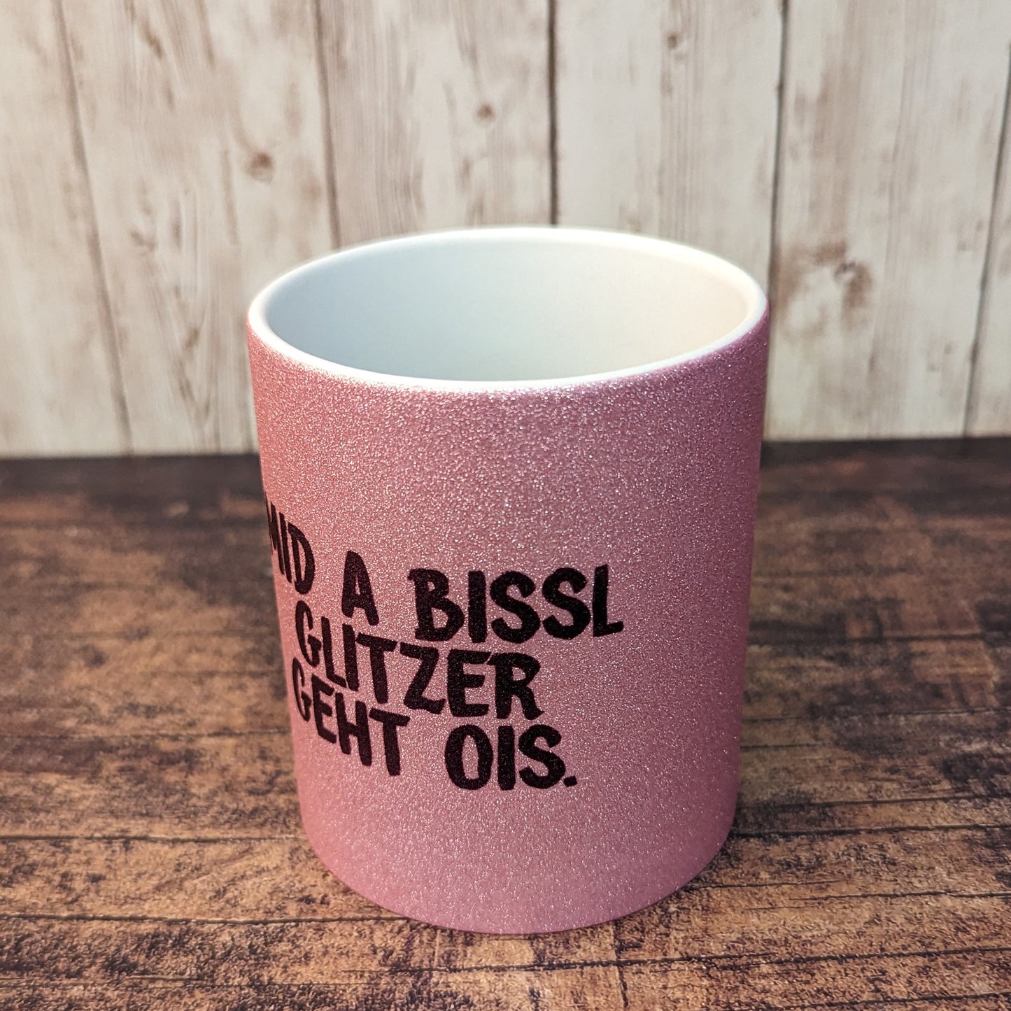 Glitzertasse "Mid a bissl Glitzer geht ois." - meinherzschlag.de