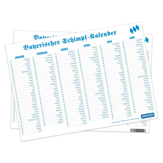 Jahresplaner "Bayerischer Schimpf - Kalender" - meinherzschlag.de