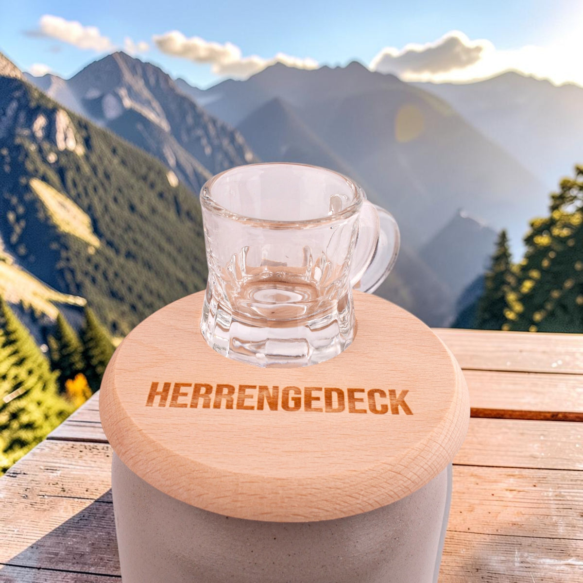 Bierglasdeckel mit Schnapsglasl "Herrengedeck"