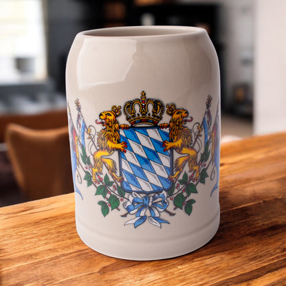 Bierkrug "Wappen mit Fahnen" - meinherzschlag.de