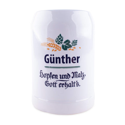 Bierkrug "Hopfen & Malz" mit Wunschname - meinherzschlag.de