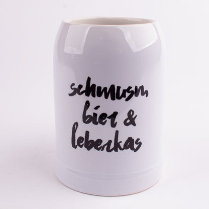 Bierkrug "schmusn, bier & leberkas" - meinherzschlag.de