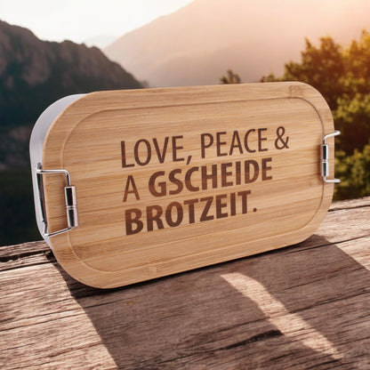 Brotzeitbox "Love, Peace & A Gscheide Brotzeit" - meinherzschlag.de