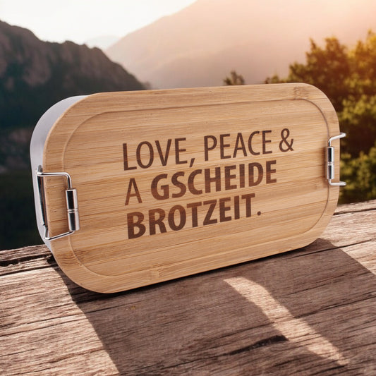 Brotzeitbox "Love, Peace & A Gscheide Brotzeit" - meinherzschlag.de