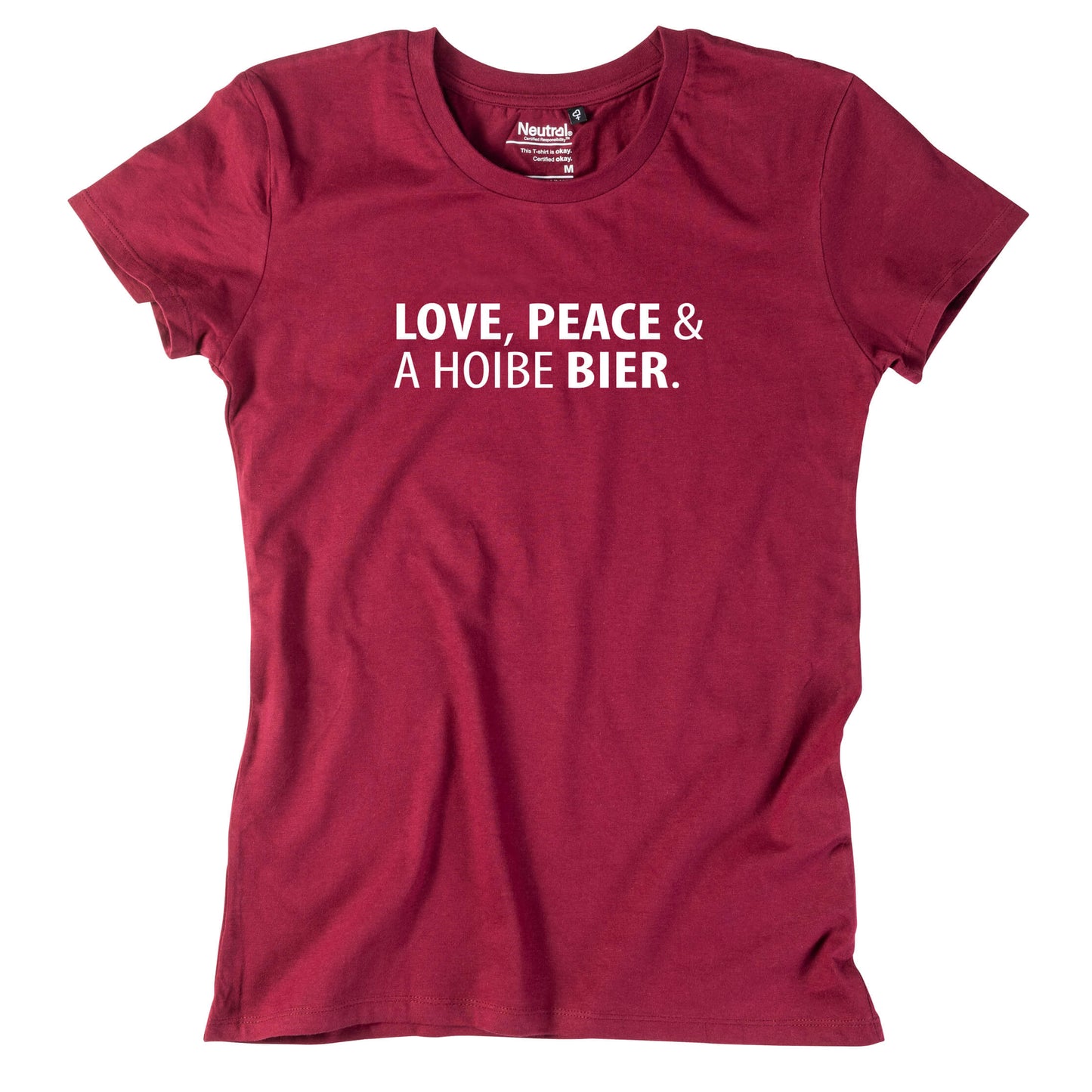 Damen - Shirt "Love, Peace & A Hoibe Bier" - meinherzschlag.de