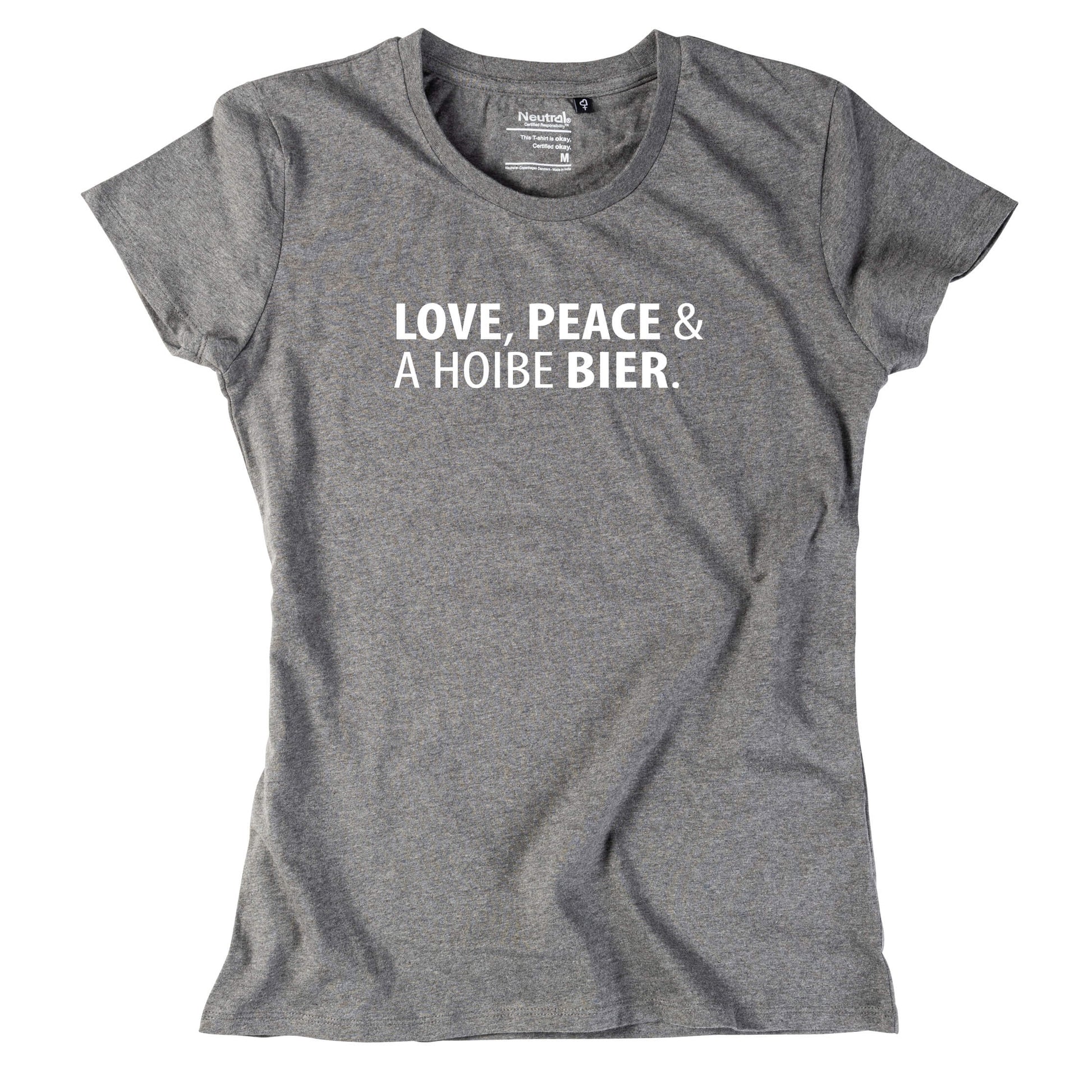 Damen - Shirt "Love, Peace & A Hoibe Bier" - meinherzschlag.de