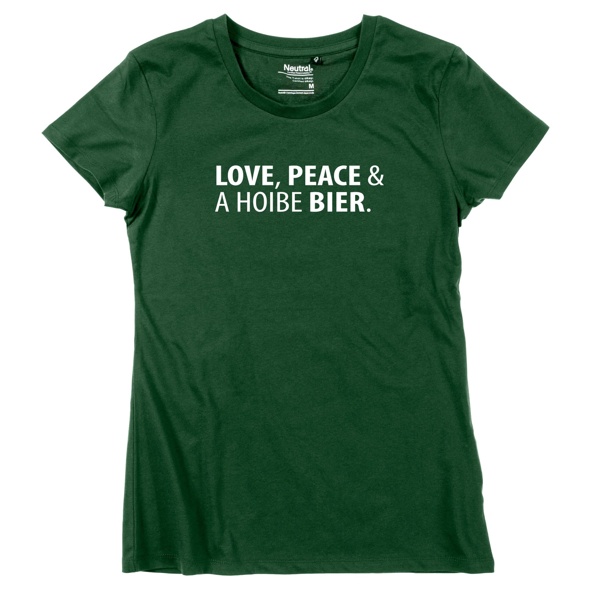 Damen - Shirt "Love, Peace & A Hoibe Bier" - meinherzschlag.de
