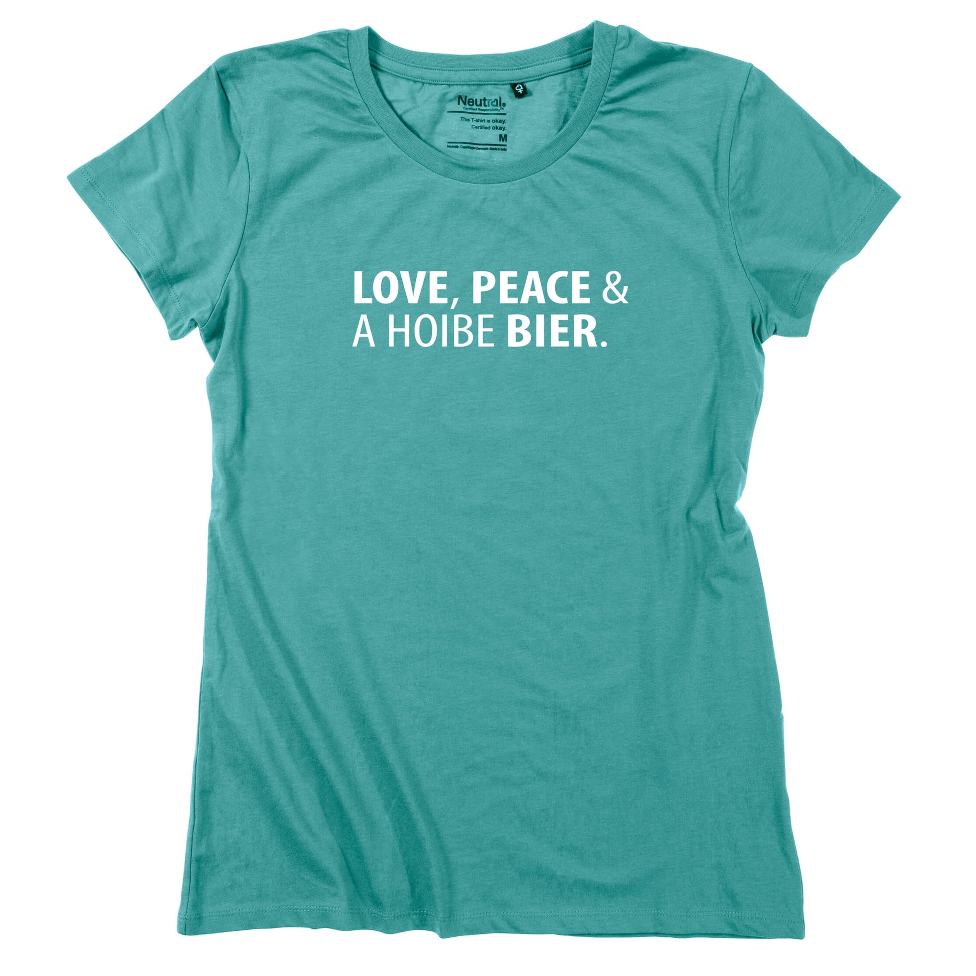 Damen - Shirt "Love, Peace & A Hoibe Bier" - meinherzschlag.de