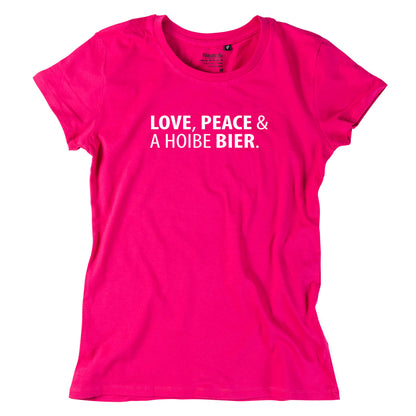 Damen - Shirt "Love, Peace & A Hoibe Bier" - meinherzschlag.de