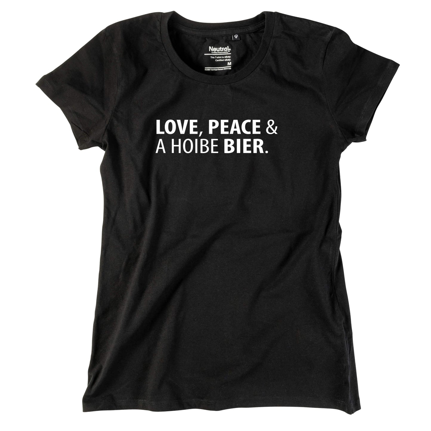 Damen - Shirt "Love, Peace & A Hoibe Bier" - meinherzschlag.de