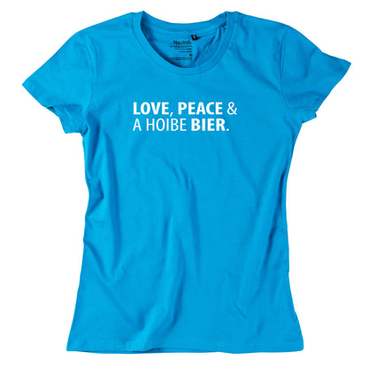 Damen - Shirt "Love, Peace & A Hoibe Bier" - meinherzschlag.de