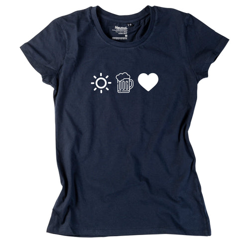 Damen - Shirt "Sun, Bier & Herzl" - meinherzschlag.de