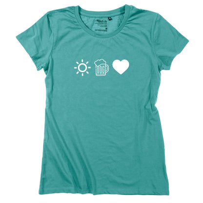 Damen - Shirt "Sun, Bier & Herzl" - meinherzschlag.de