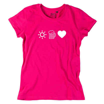 Damen - Shirt "Sun, Bier & Herzl" - meinherzschlag.de