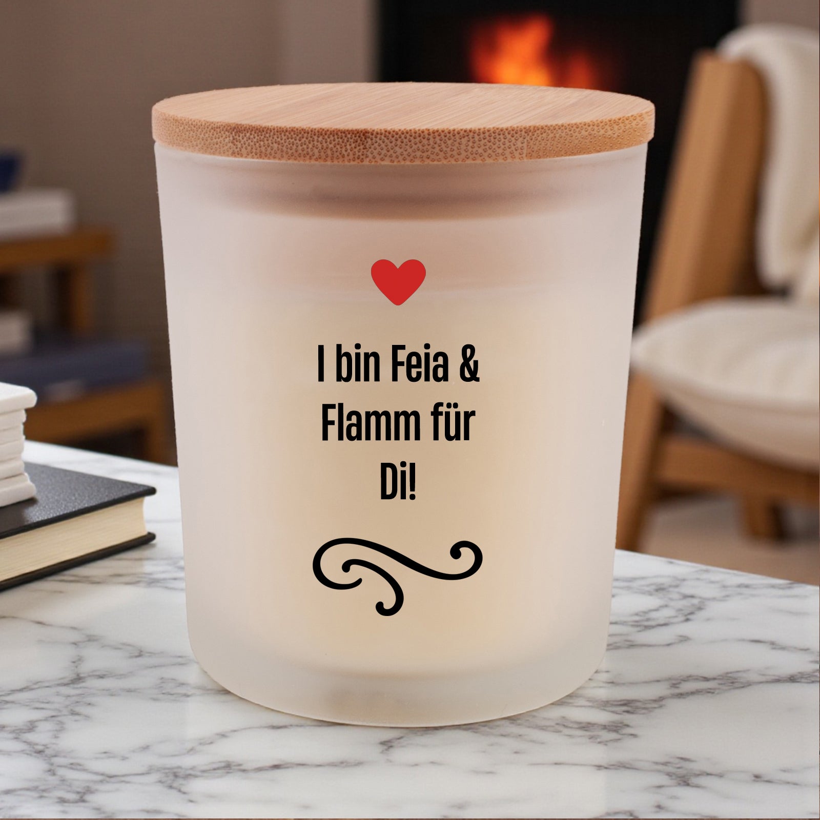 Duftkerze "I bin Feia & Flamm für Di!" - meinherzschlag.de