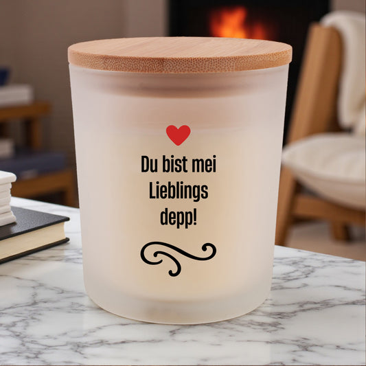 Duftkerze "Du bist mei Lieblingsdepp!" - meinherzschlag.de