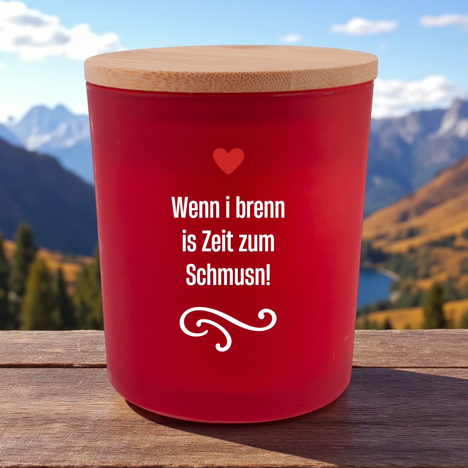 Duftkerze "Zeit zum Schmusn" - meinherzschlag.de