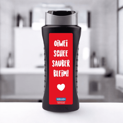 Duschgel "Oiwei schee sauber bleim!" - meinherzschlag.de