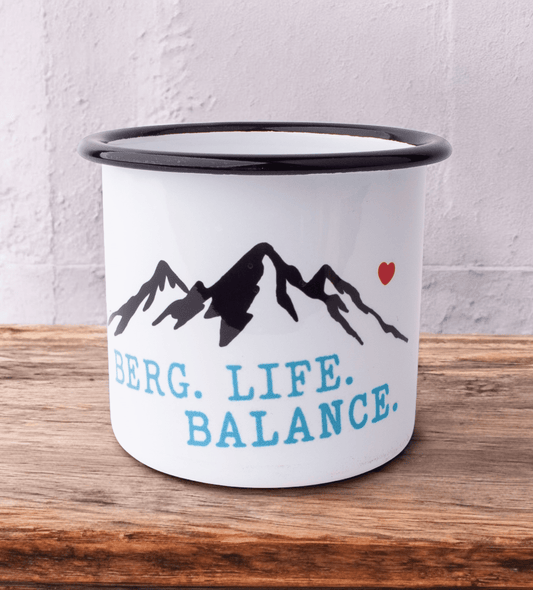Emaille - Haferl "Berg. Life. Balance." - meinherzschlag.de