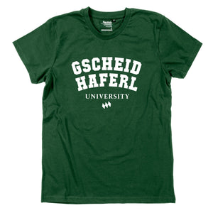 Herren - Shirt "Gscheidhaferl University" - meinherzschlag.de
