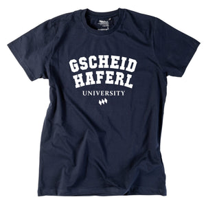 Herren - Shirt "Gscheidhaferl University" - meinherzschlag.de