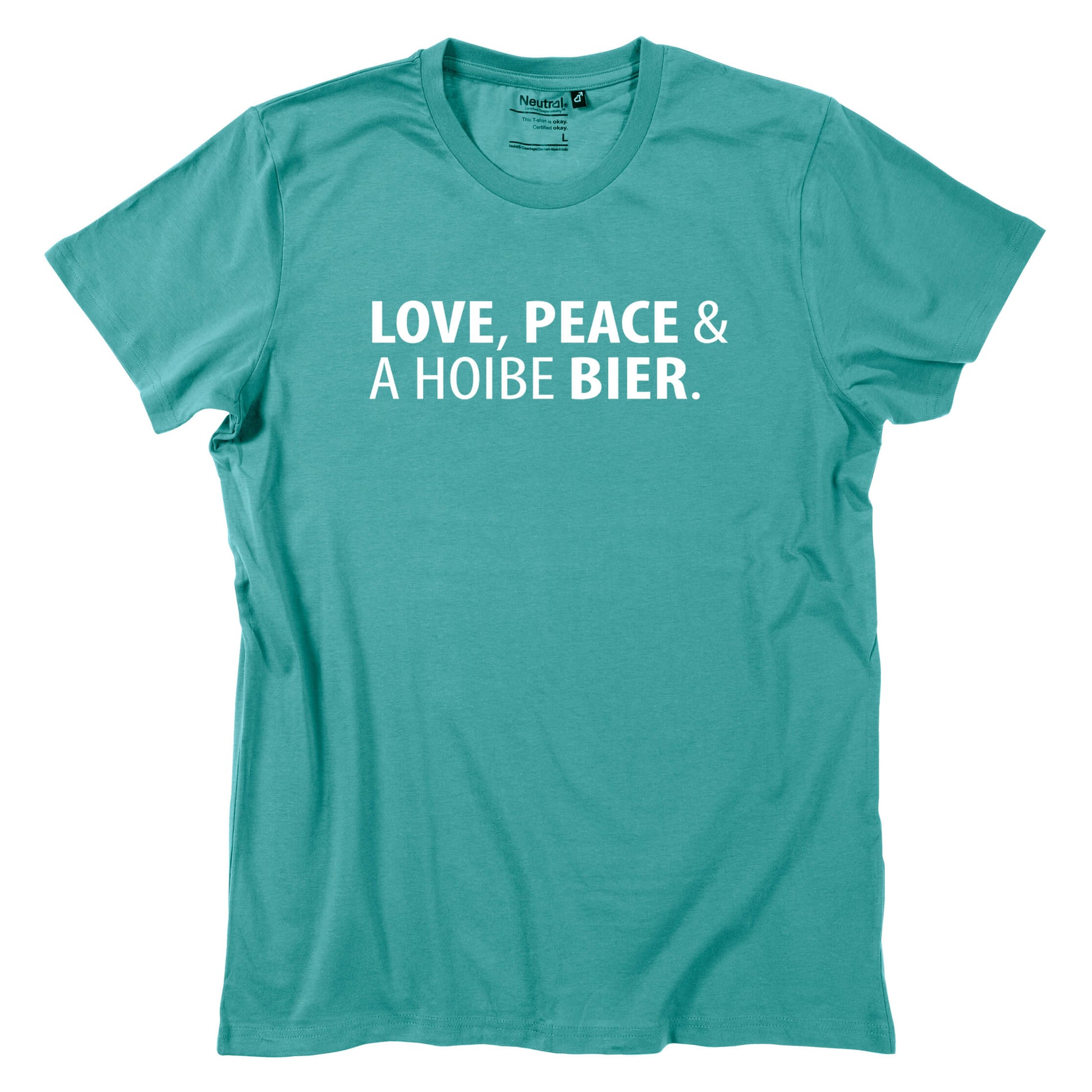 Herren - Shirt "Love, Peace & A Hoibe Bier" - meinherzschlag.de