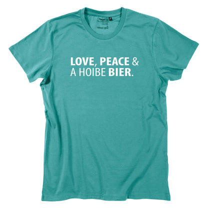Herren - Shirt "Love, Peace & A Hoibe Bier" - meinherzschlag.de