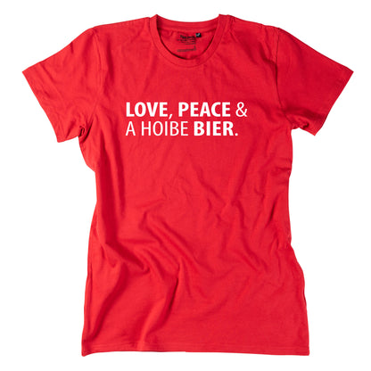 Herren - Shirt "Love, Peace & A Hoibe Bier" - meinherzschlag.de