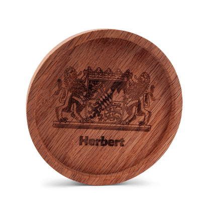 Holz - Untersetzer "Wappen" mit Wunschname - meinherzschlag.de