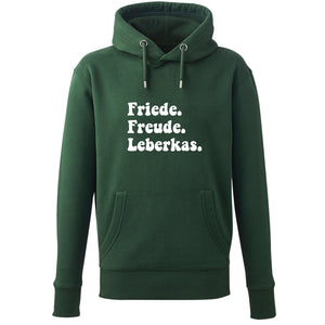 Hoodie "Friede. Freude. Leberkas." - meinherzschlag.de