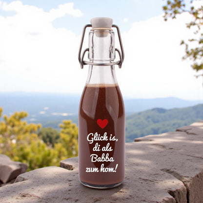 Likör/Schnaps "Glück is, di als Babba zum hom!" - meinherzschlag.de