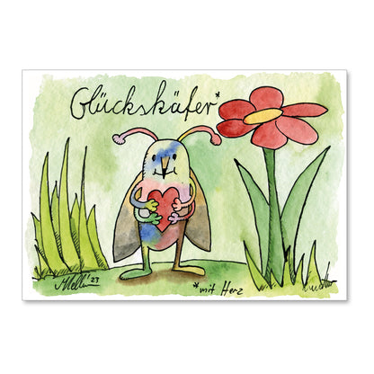 Postkarte "Glückskäfer mit Herz" - meinherzschlag.de