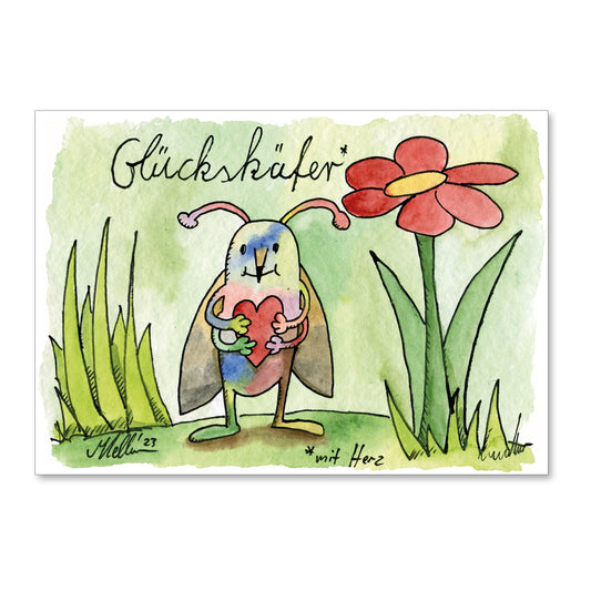 Postkarte "Glückskäfer mit Herz" - meinherzschlag.de