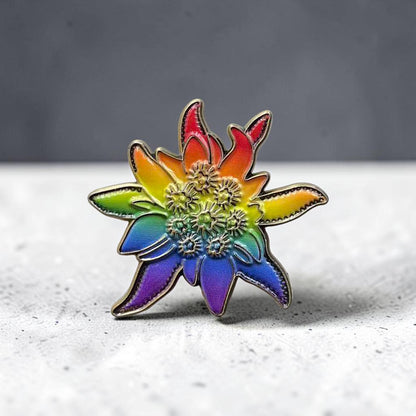 Ansteck-Pin "Regenbogen-Edelweiß"