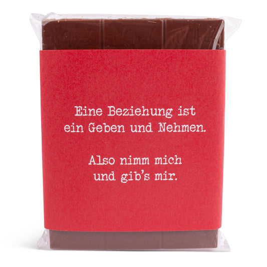 Schokolade "Nimm mich & gib's mir!" - meinherzschlag.de