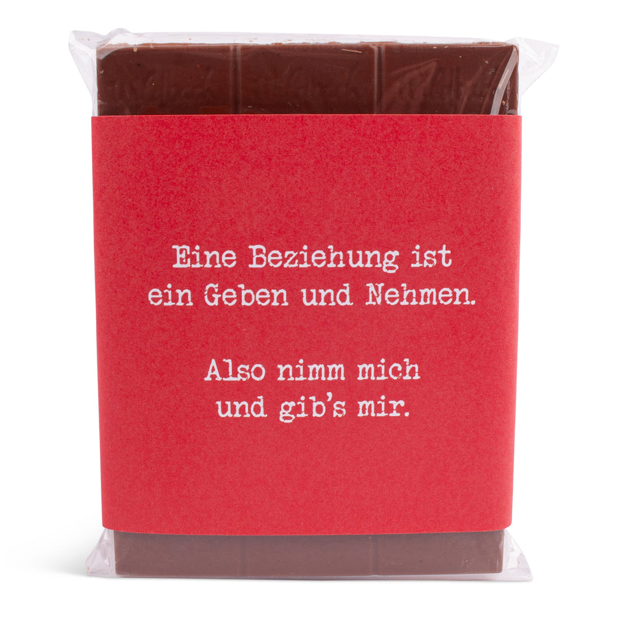 Schokolade "Nimm mich & gib's mir!" - meinherzschlag.de