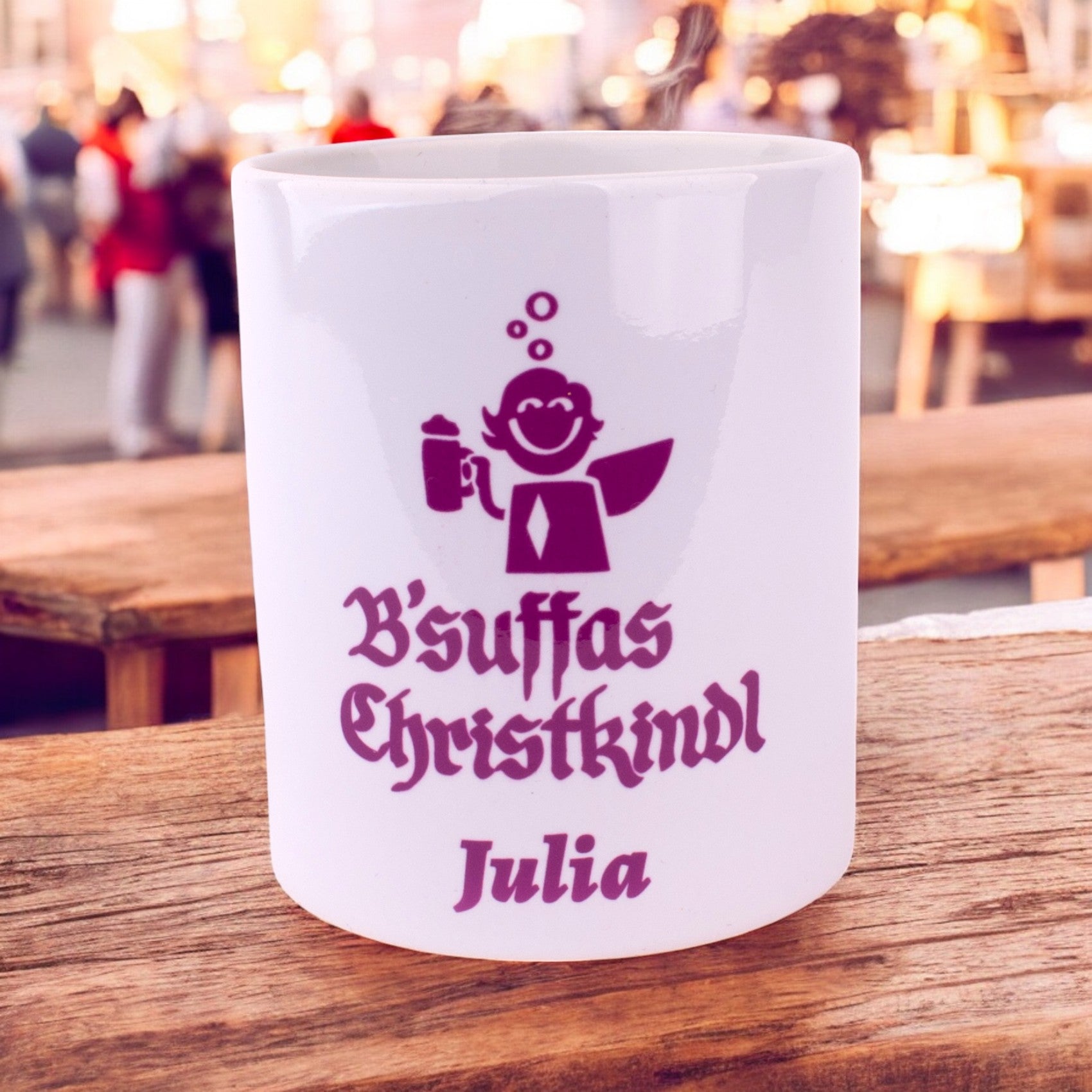 Tasse "B'suffas Christkindl" mit Wunschname - meinherzschlag.de