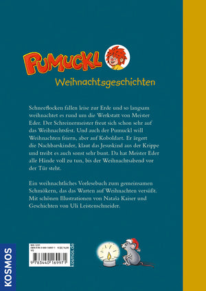 Rückseite des Vorlesebuchs Pumuckl Weihnachtsgeschichten mit Klappentext und Barcode.