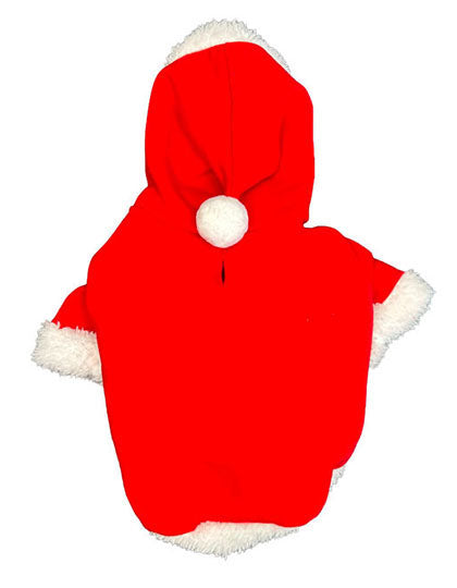 Weihnachts-Hunde-Hoodie in Rot mit weißem Bommel